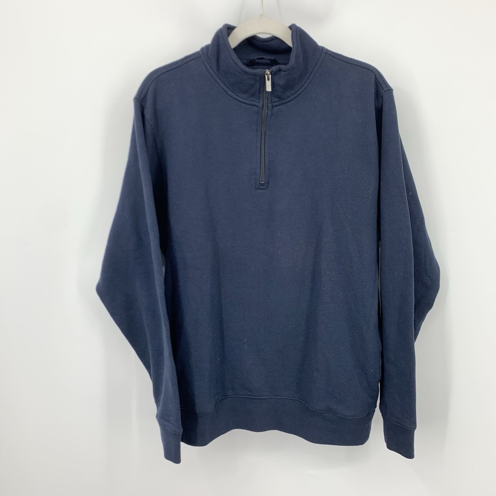 LL Bean Men Size Small Sweater 1/4 Zip Pullover Sweatshirt Top Blue Traditional